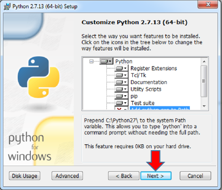 Figura 18. Características de instalación de Python. Figura 18. Características de instalación de Python.